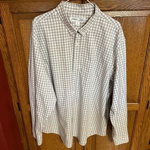 Old Navy long sleeved XXL shirt 97% cotton 3% spandex grey/white regular fit